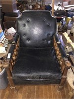 Mid-Century Naugahyde, Wood Farm Chair