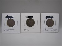 Lot of 3 V Nickels - 1903,1910,1911