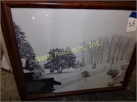 framed picture w/ winter scene