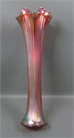 Fenton Cherry Red Fine Rib Vase