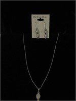 SET OF MATCHING STERLING SILVER EARRINGS/NECKLACE