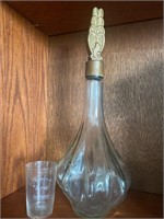 Vintage Decanter & Etched Pig Shot Glass