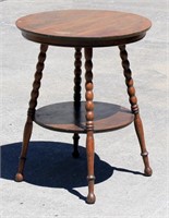 Antique Solid Oak Round Top Side Table SOLID