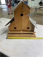 Wood and tin bird house