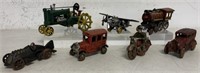 (7) Cast Cars, Tractor, Train, Airplane