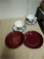 Gibson large soup mugs and plates with Monmouth