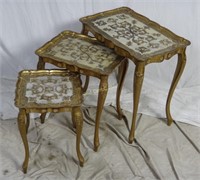 3 Vintage Italian Ornate Nesting Table Set