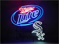 Large Miller Light White Sox Advertising Neon Sign