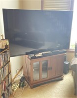 Samsung 65in Flat Screen TV, Sound Bar, DVD Player