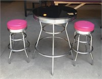 Diner Table with Removable Glass Top with 2 Stools