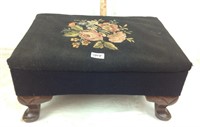 Antique needlepoint footstool