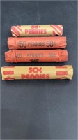 (4) ROLLS OF LINCOLN PENNIES, MIXED DATES