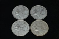 4pcs CAD Silver .25c 1949/50