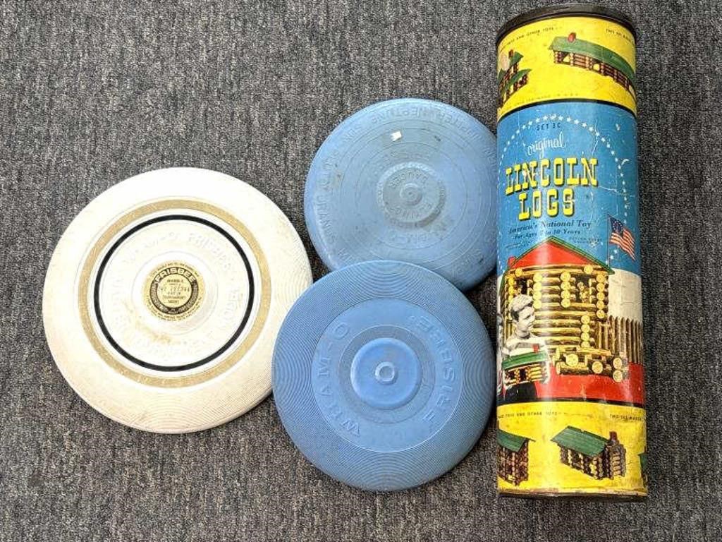 Vintage Lincoln Logs and Vintage Wham-O Frisbees