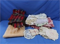 3 Vintage Scarves made in Scotland, Doilies,