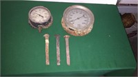 2- Vintage Gauges & 3- Railroad Spikes