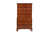 GEORGE III ENGLISH MAHOGANY CHEST ON CHEST