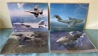 W - LOT OF 4 MILITARY AIRCRAFT PRINTS (G134)
