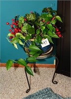 Large Flower Pot & Stand w/ Plant