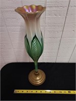 16+ inch FAVRILE art glass vase bronze base