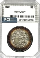 1886 Morgan Silver Dollar MS-67 Obv. Toning