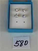 TWO PAIR BOXED DIVINE ELEGANCE 925 SILVER STUD