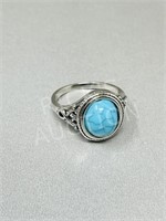 Turquoise & silver ring - size 9