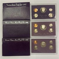 (3) US Mint Proof Sets - 1987 - 1988 - 1989