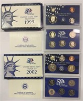 (2) US Mint Proof Sets - 1999 - 2002