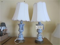 Pair of porcelain blue lamps