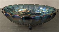 FOOTED FRUIT BOWL CARNIVAL GLASS