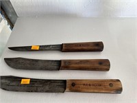 3 vintage old Hickory Knives
