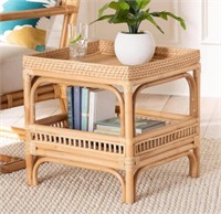 18.9 in. Natural Square Wicker Rattan End Table