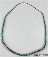 Native American Silver Bead & Turquoise Necklace