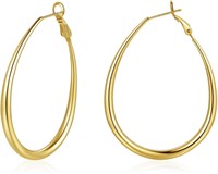 Hoop Earrings for Women, Gold Teardrop