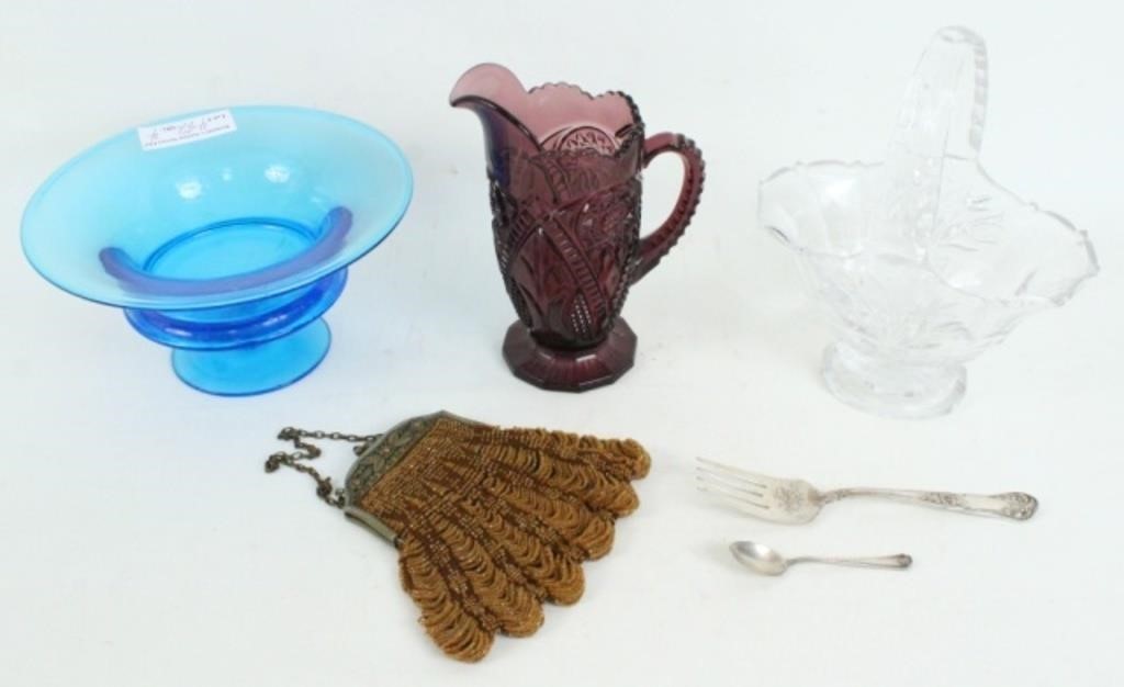 Group of Glassware and 1920s Purse