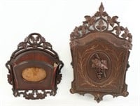 (2) Black Forest Style Carved Wall Pockets