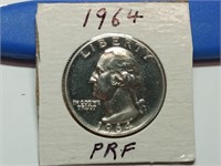 OF) 1964 silver proof Washington quarter