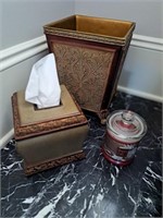 Trash Can, Tissue Holder and Candle
