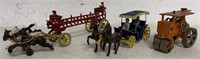 Reproduction Steamroller, Pony Cart, & Horse Buggy