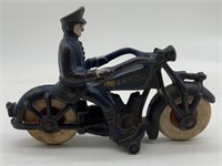 Champion cast iron policeman on motorcycle