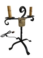 2 Arm Iron Table Lamp with Gold Shield