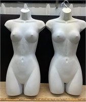 Two 32"H Half Plastic Female Torso Displays