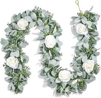 Miracliy 6 Ft Eucalyptus Garland With Flowers