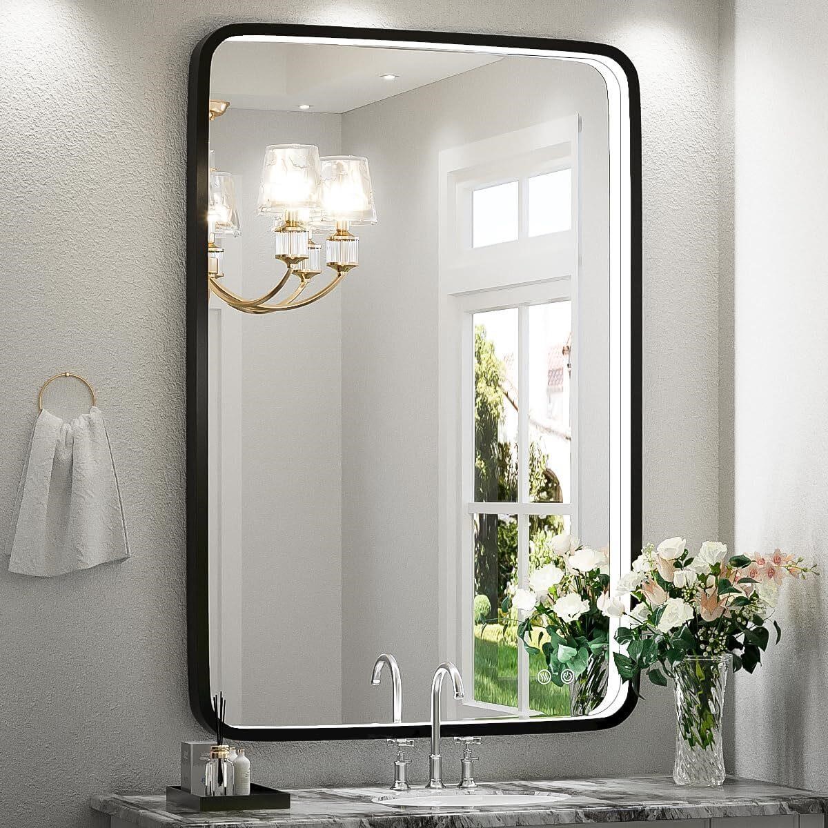 $210  FTOTI LED Bathroom Mirror 36x24 Inch, Black