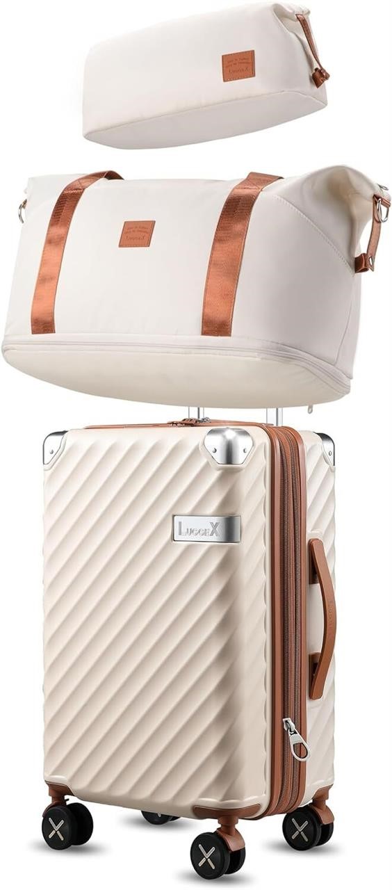 LUGGEX 22x14x9 Suitcase & Duffle Beige