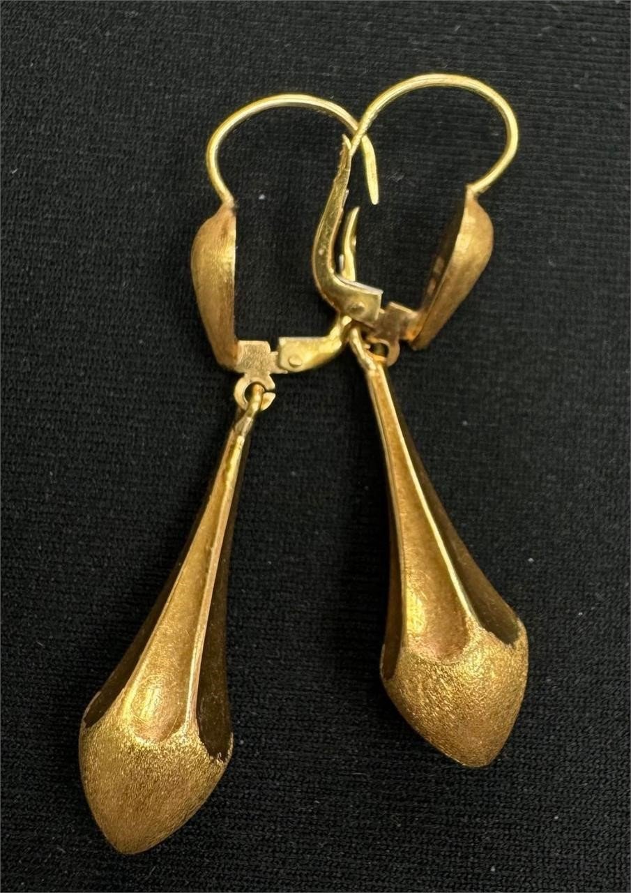 Pair of Italian 18k Gold Drop Earrings
