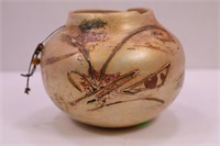NATIVE AMERICAN CLAY POTTERY SIGNED - APPROX 4.5"