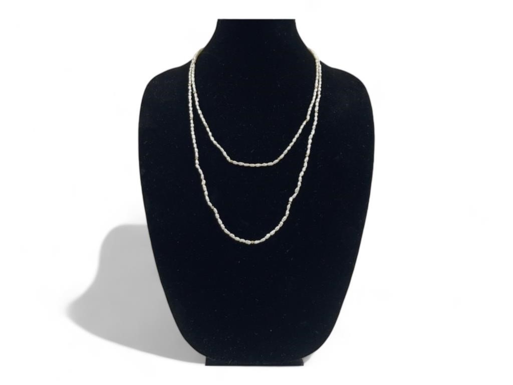 2 14k Gold & Pearl Necklaces