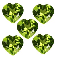 Genuine 3mm Green Heart Peridot (5pc)